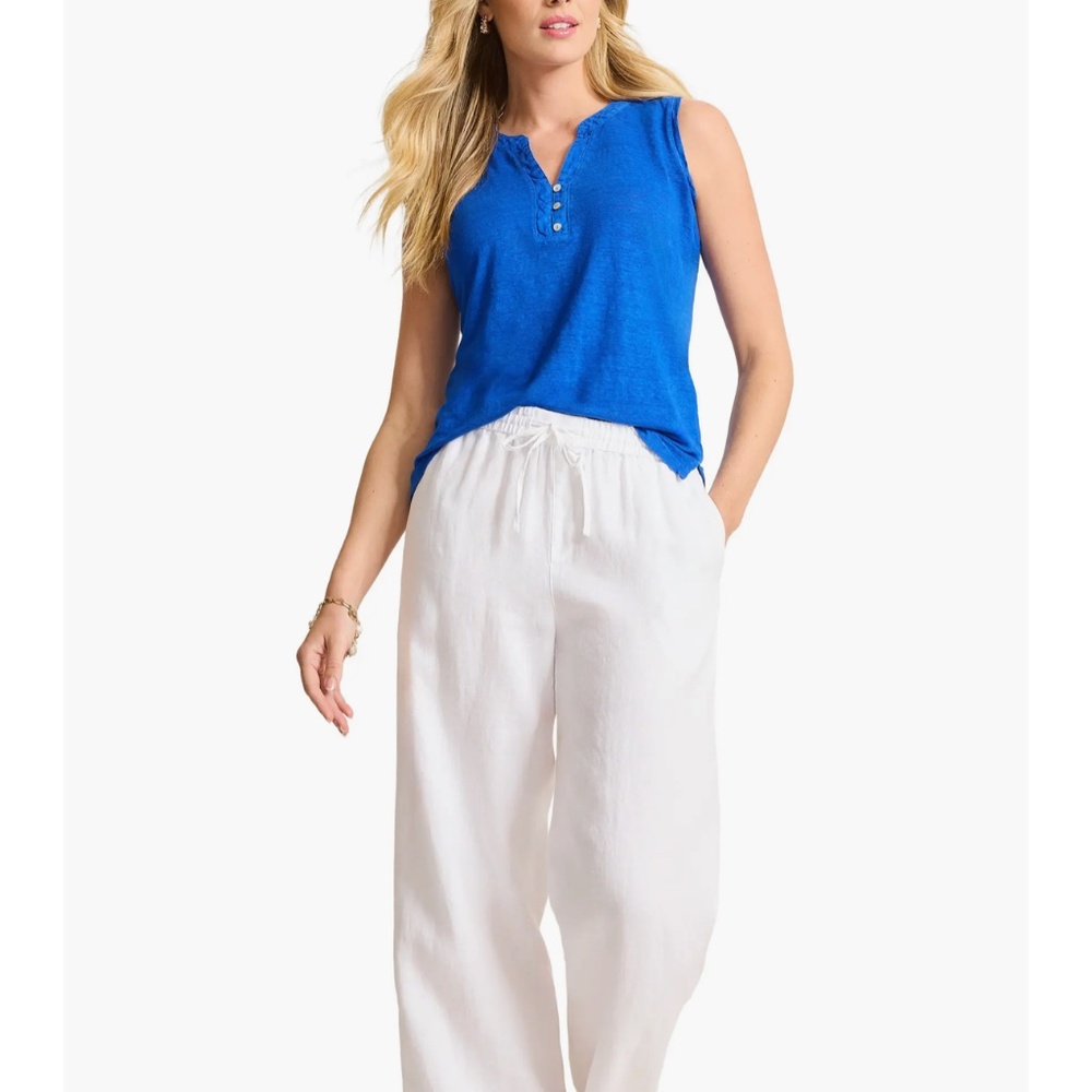 TOMMY BAHAMA LINEN WOMEN'S SIZE MEDIUM HENLEY SLEEVELESS TOP